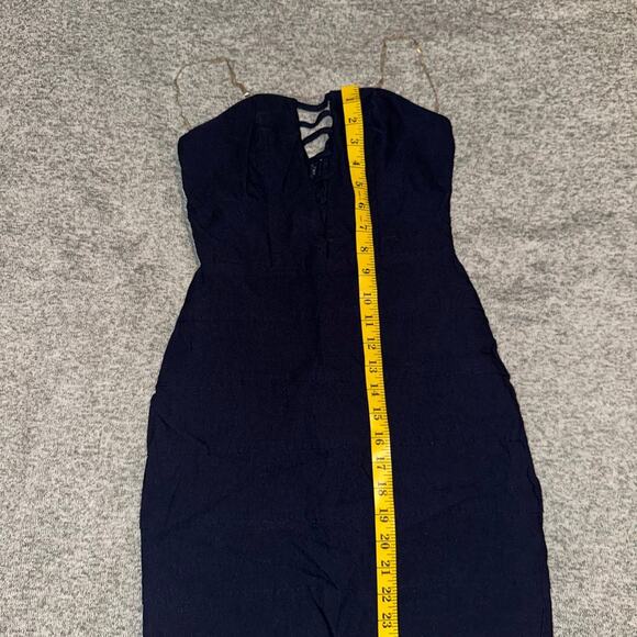 Strapless Navy Blue Bodycon Bandage Dress Size 5 - Picture 6 of 8